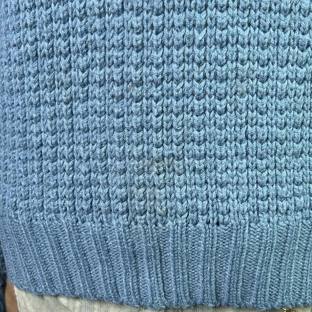 Vintage Striped Sweater 80s Knit V Neck Long Sleeve Blue Retro Fall Academia